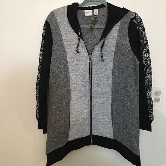 Chicos/Zenergy Color Block mix knit paisley jacket - Picture 2 of 7